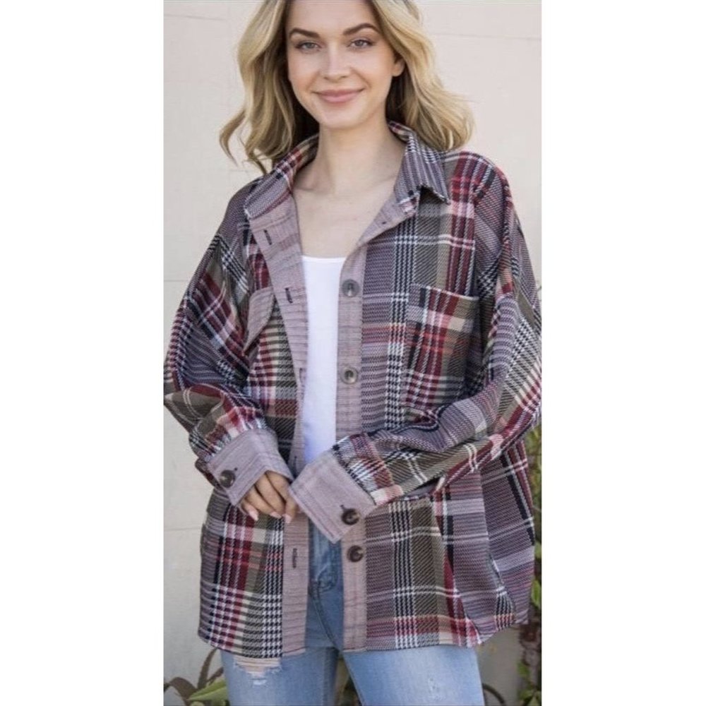 Eldridge Red Plaid Shacket jacket